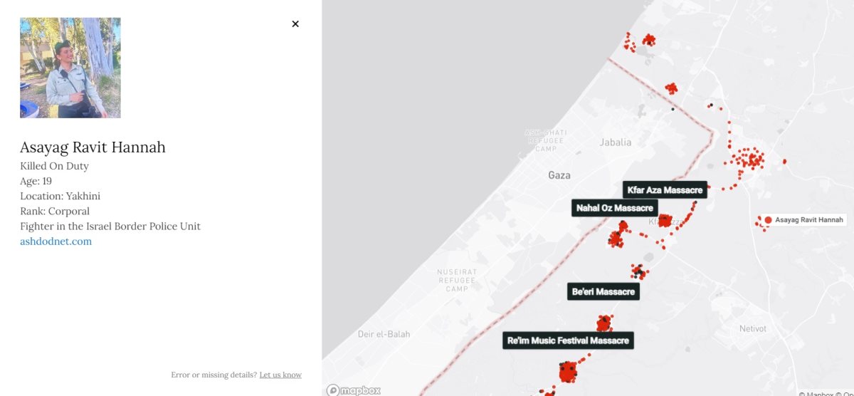 רווית אסייג הי"ד ושמה שמודגש במפה