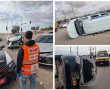 שני רכבים התהפכו בתאונה בעיר: 4 פצועים בזירה
