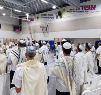 מתפללים ברובע י"א (באדיבות חב"ד אשדוד)