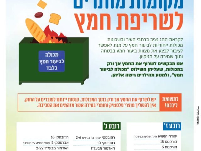 שריפת חמץ. מינהלת רובע ז'